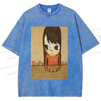 Unisex Yoshitomo Nara Hope So Girl Printed Washed Tee