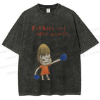 Unisex Yoshitomo Nara Fat Lips And Open Wounds Printed Washed Tee