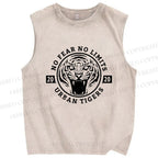 Unisex Tiger Printed Washed Tank Top