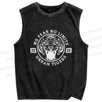Unisex Tiger Printed Washed Tank Top