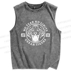 Unisex Tiger Printed Washed Tank Top