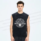 Unisex Tiger Printed Washed Tank Top