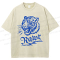 Unisex Rawr Tiger Printed Washed Tee