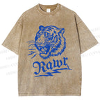 Unisex Rawr Tiger Printed Washed Tee