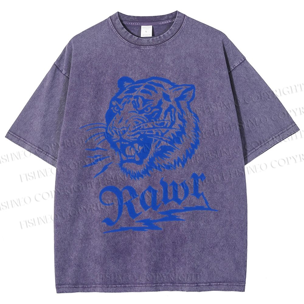 Unisex Rawr Tiger Printed Washed Tee