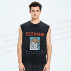 Unisex Perdido Cowboy Dog Printed Washed Tank Top
