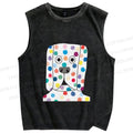 Unisex With Dog with Dots Printed Washed Tank Top