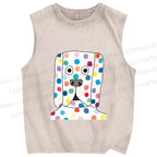 Unisex With Dog with Dots Printed Washed Tank Top