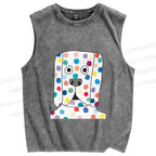 Unisex With Dog with Dots Printed Washed Tank Top