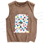 Unisex With Dog with Dots Printed Washed Tank Top