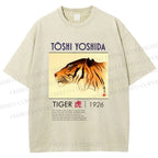 Unisex Vintage Tiger Printed Washed Tee