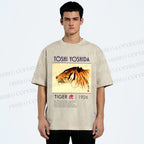Unisex Vintage Tiger Printed Washed Tee