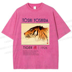Unisex Vintage Tiger Printed Washed Tee