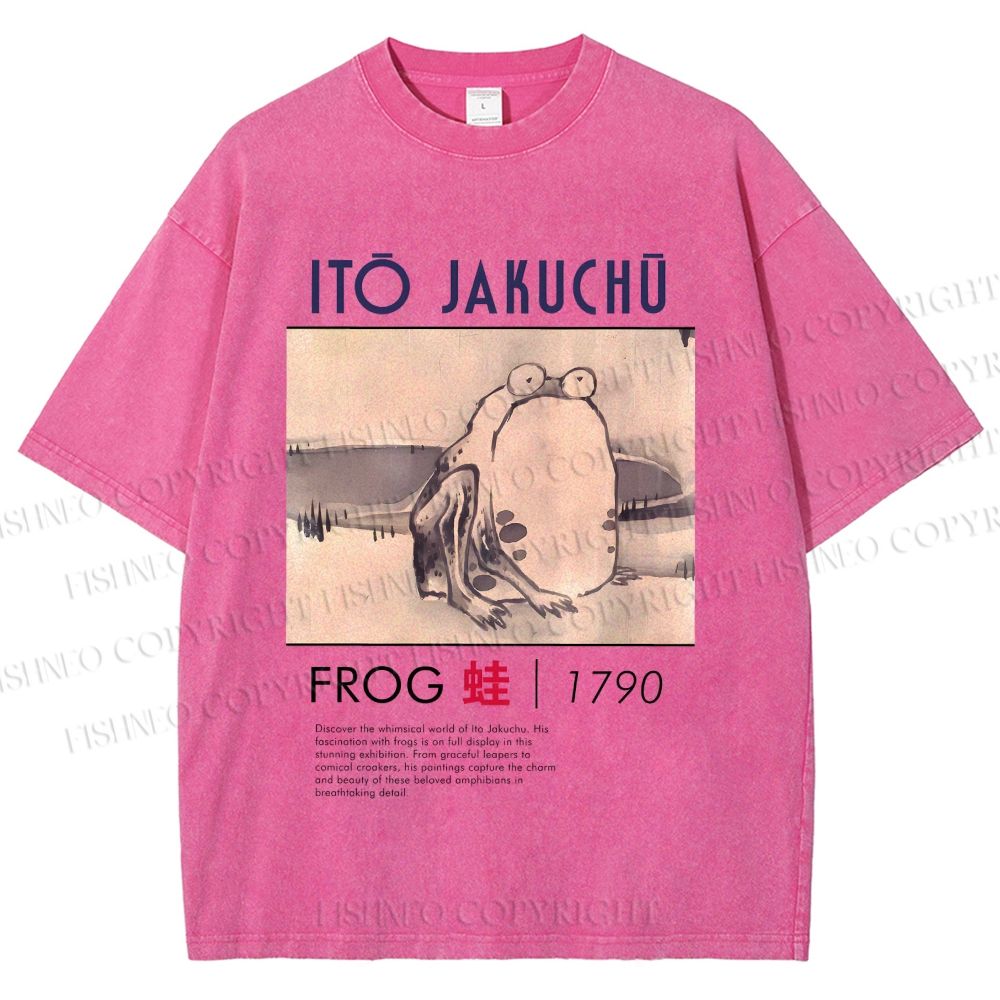 Unisex Vintage Frog Printed Washed Tee