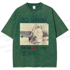 Unisex Vintage Frog Printed Washed Tee