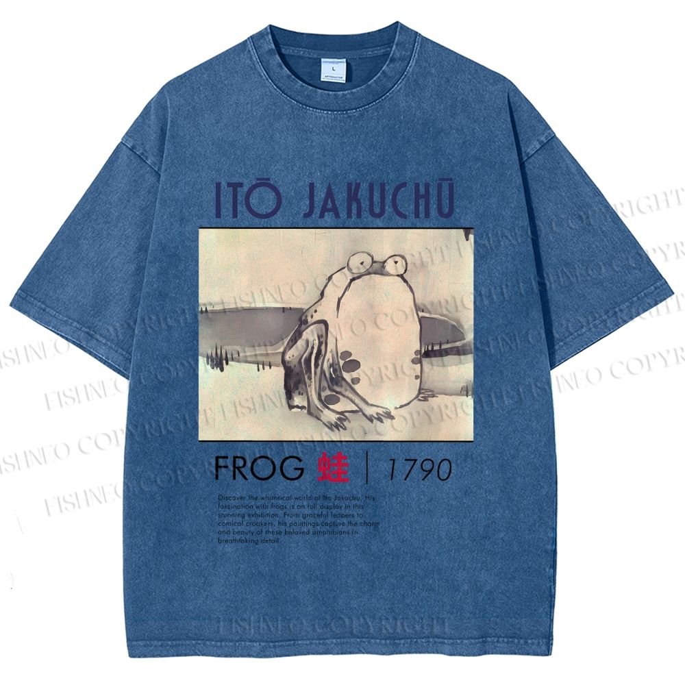 Unisex Vintage Frog Printed Washed Tee