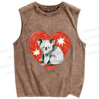 Unisex Koala Bear in Love Printed Washed Tank Top