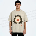 Unisex Fat Frog Printed Washed Tee