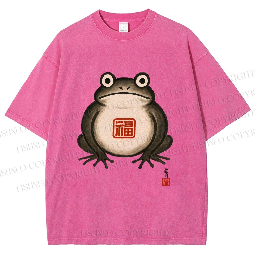Unisex Fat Frog Printed Washed Tee