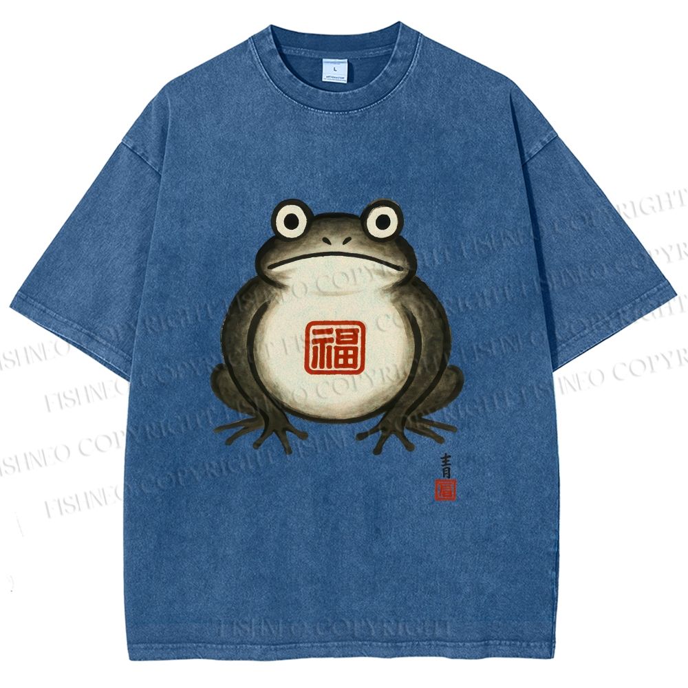 Unisex Fat Frog Printed Washed Tee