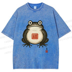 Unisex Fat Frog Printed Washed Tee