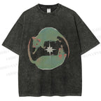 Unisex Green Rats Printed Washed Tee