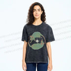 Unisex Green Rats Printed Washed Tee