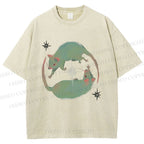 Unisex Green Rats Printed Washed Tee