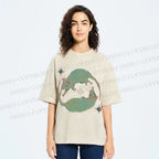 Unisex Green Rats Printed Washed Tee