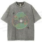 Unisex Green Rats Printed Washed Tee