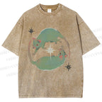 Unisex Green Rats Printed Washed Tee