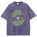 Unisex Green Rats Printed Washed Tee