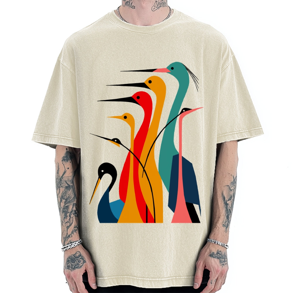 Various Types Of Cranes Vintage Washed T-shirt