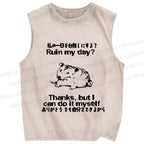 Unisex Funny Rat Can Ruin the Day Himself Printed Washed Tank Top