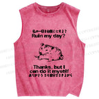 Unisex Funny Rat Can Ruin the Day Himself Printed Washed Tank Top