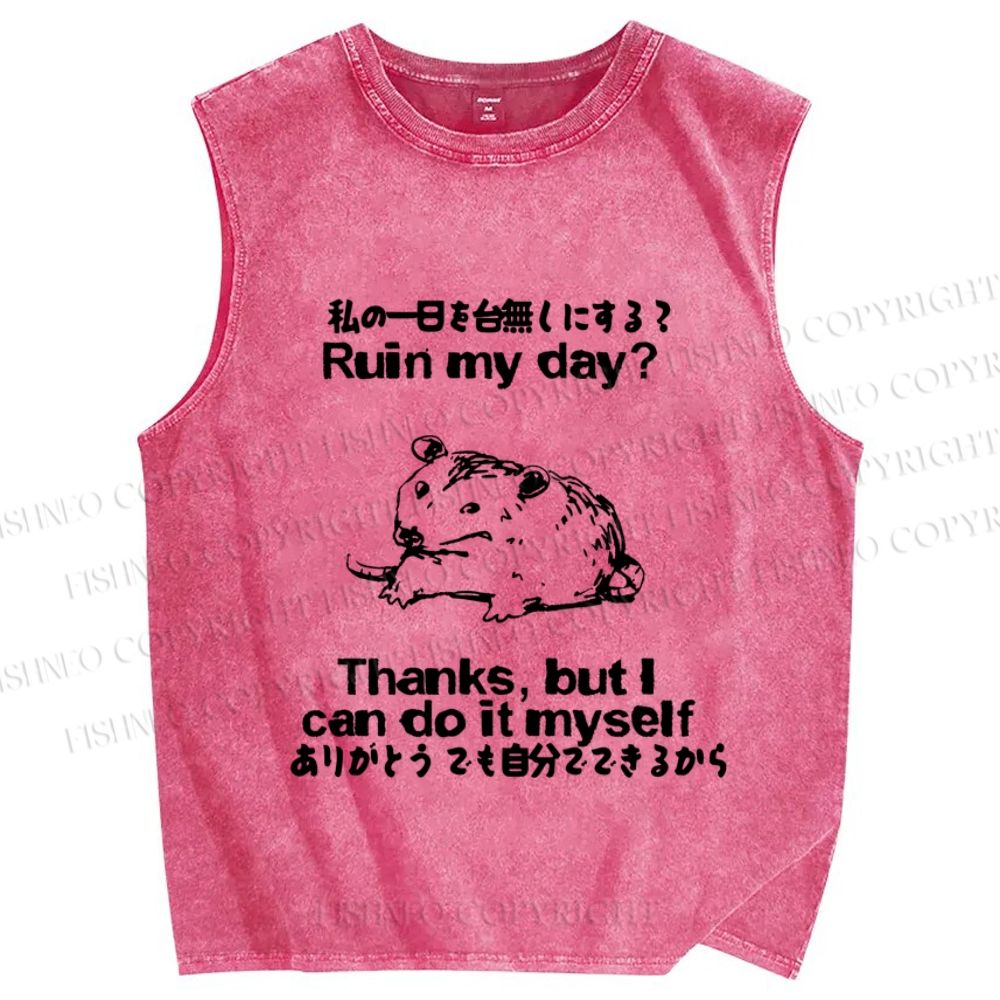 Unisex Funny Rat Can Ruin the Day Himself Printed Washed Tank Top