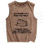 Unisex Funny Rat Can Ruin the Day Himself Printed Washed Tank Top