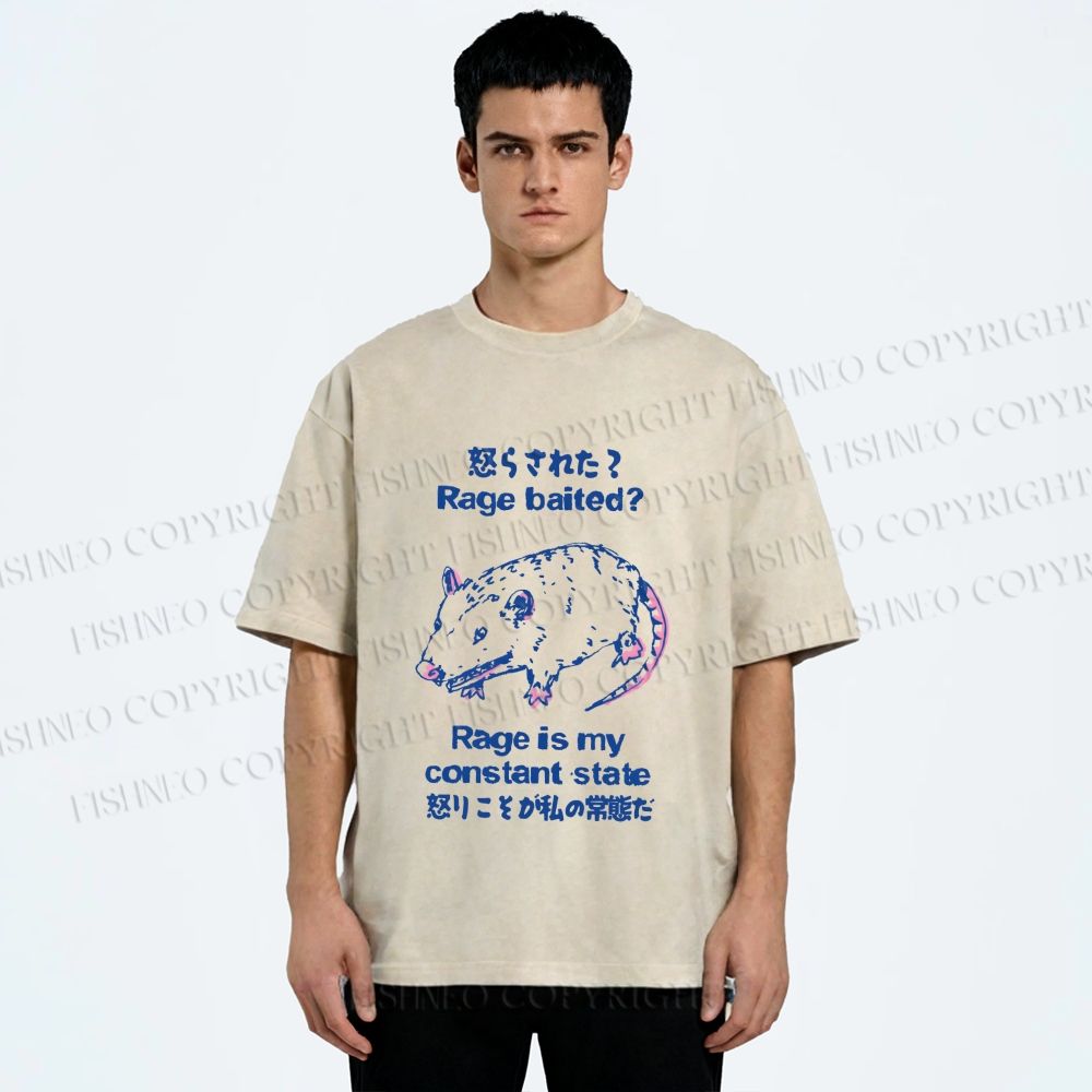 Unisex Rage is Rat's Constant State Printed Wash Tee