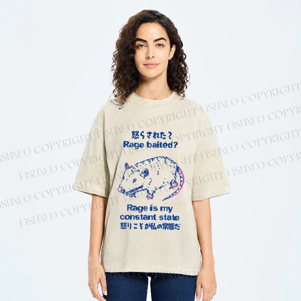 Unisex Rage is Rat's Constant State Printed Wash Tee