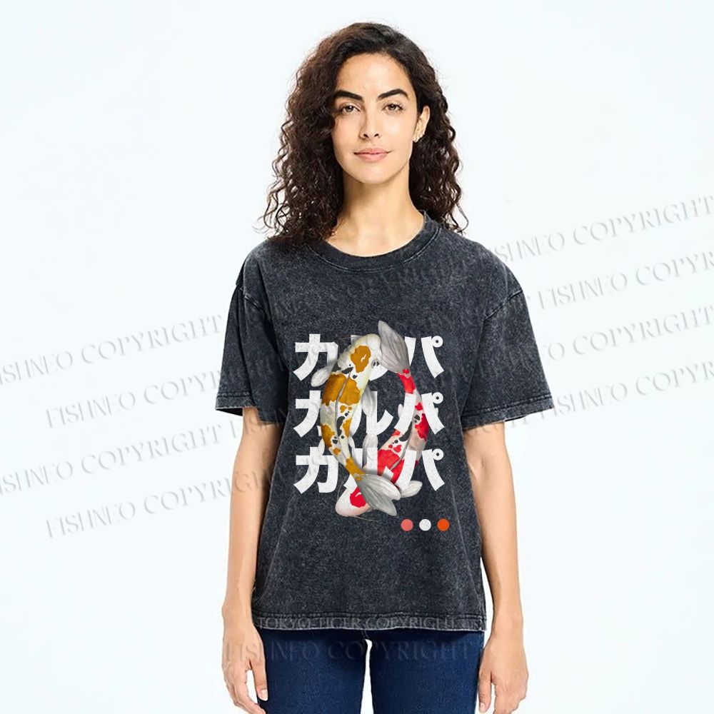 Unisex Koi Kanji Vibe Printed Washed Tee