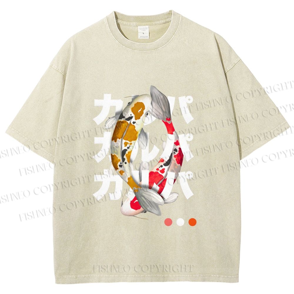 Unisex Koi Kanji Vibe Printed Washed Tee