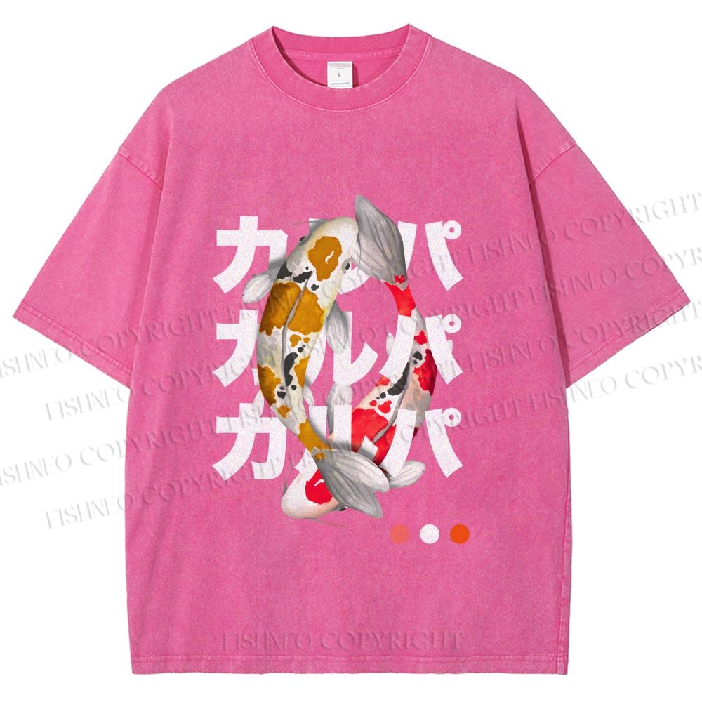 Unisex Koi Kanji Vibe Printed Washed Tee
