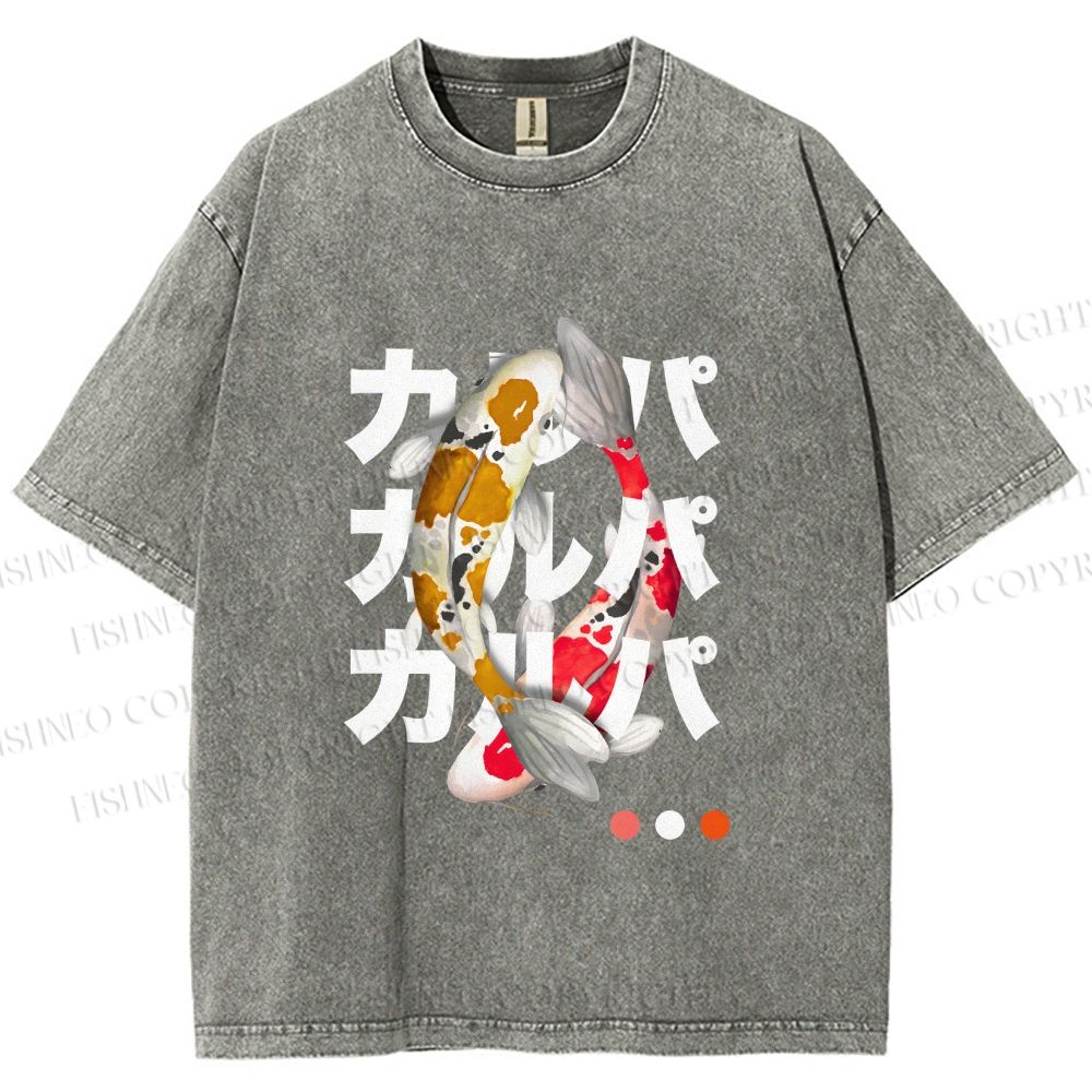 Unisex Koi Kanji Vibe Printed Washed Tee
