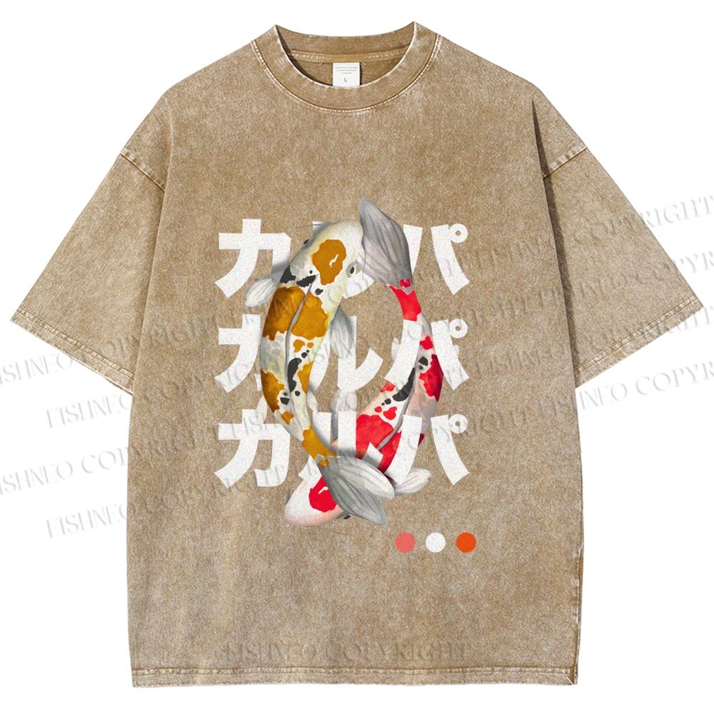 Unisex Koi Kanji Vibe Printed Washed Tee