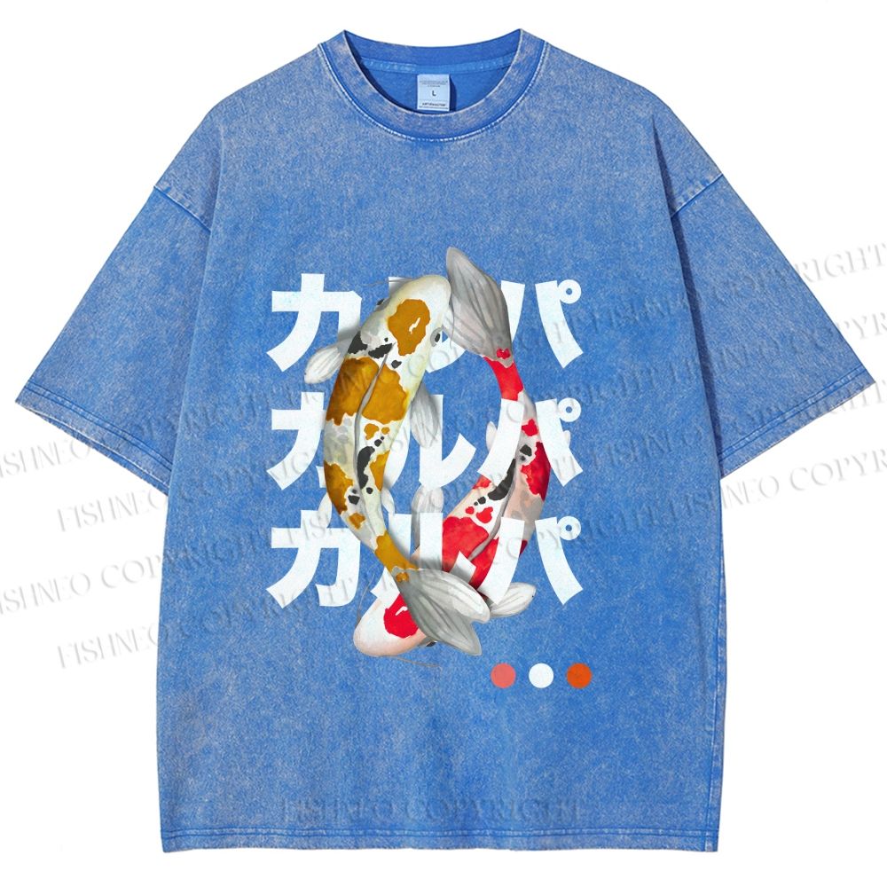 Unisex Koi Kanji Vibe Printed Washed Tee