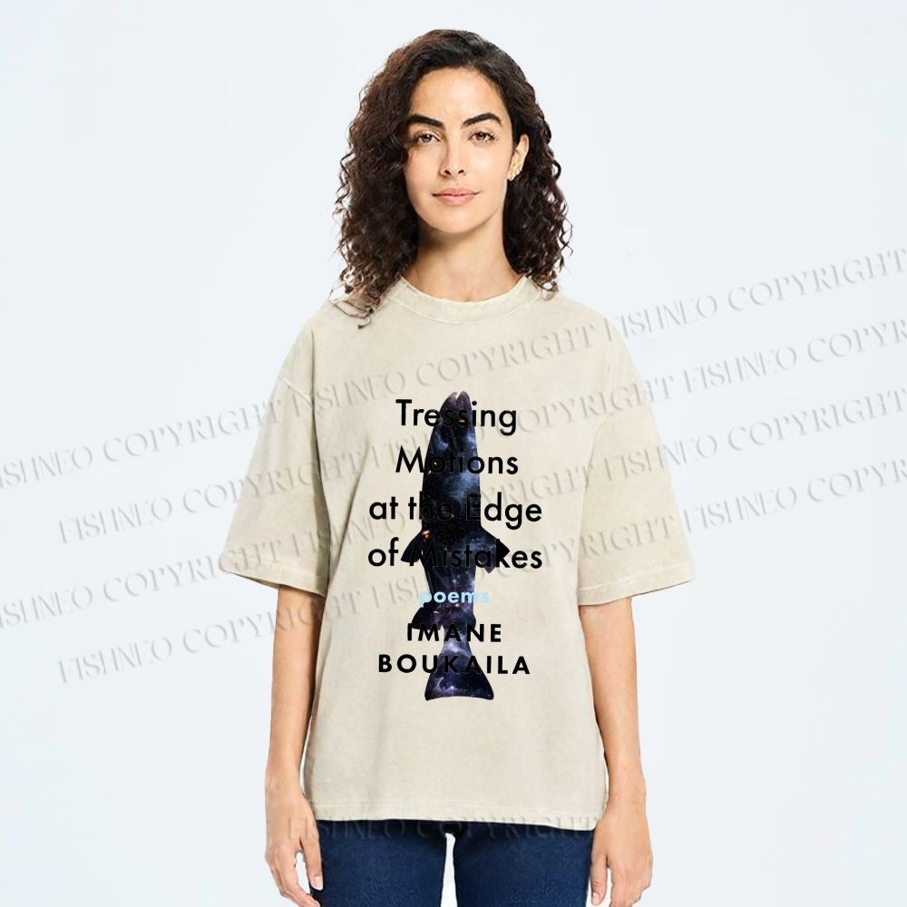 Unisex Cosmic Shark Poem Printed Washed Tee