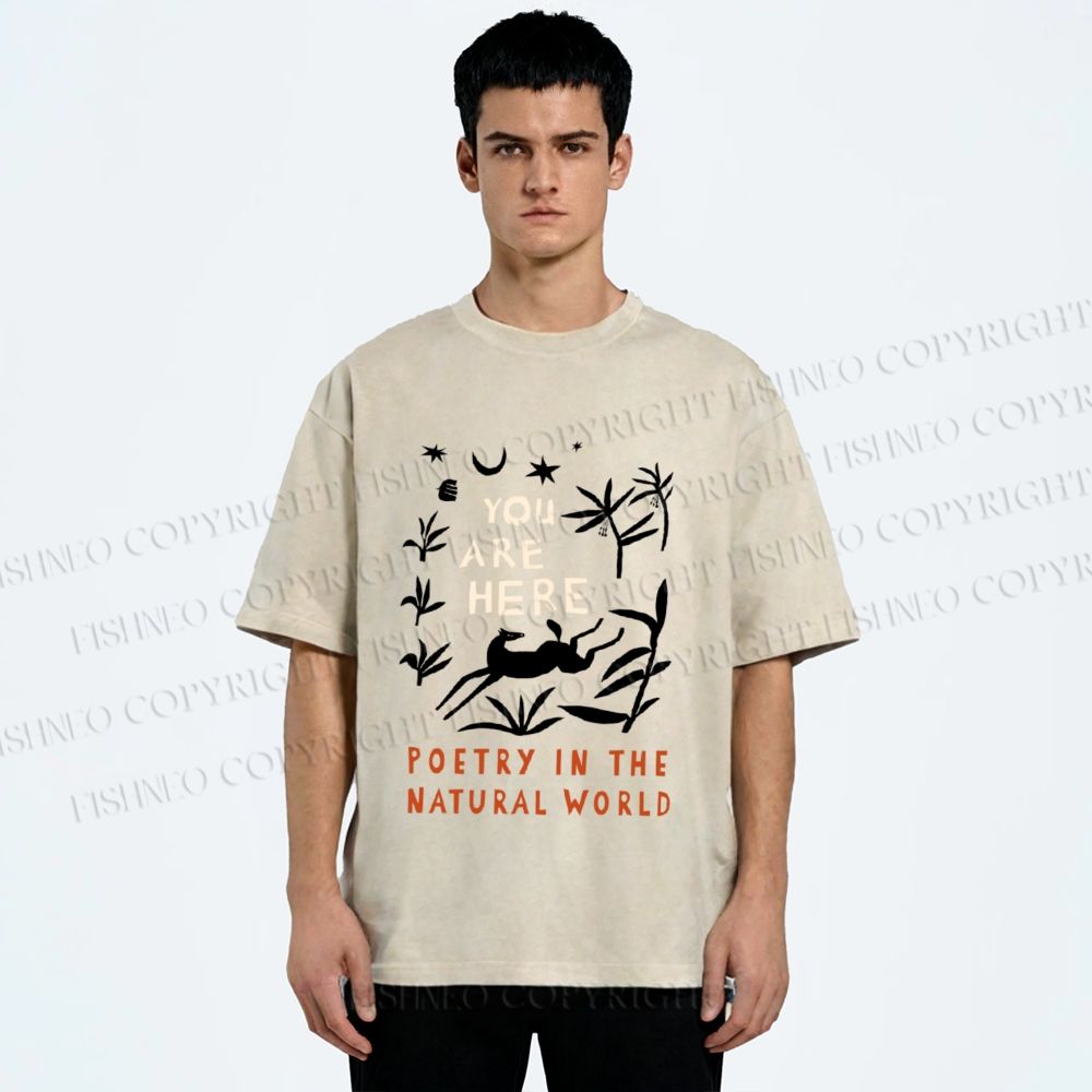 Unisex Wilderness You Are Here Printed Washed Tee