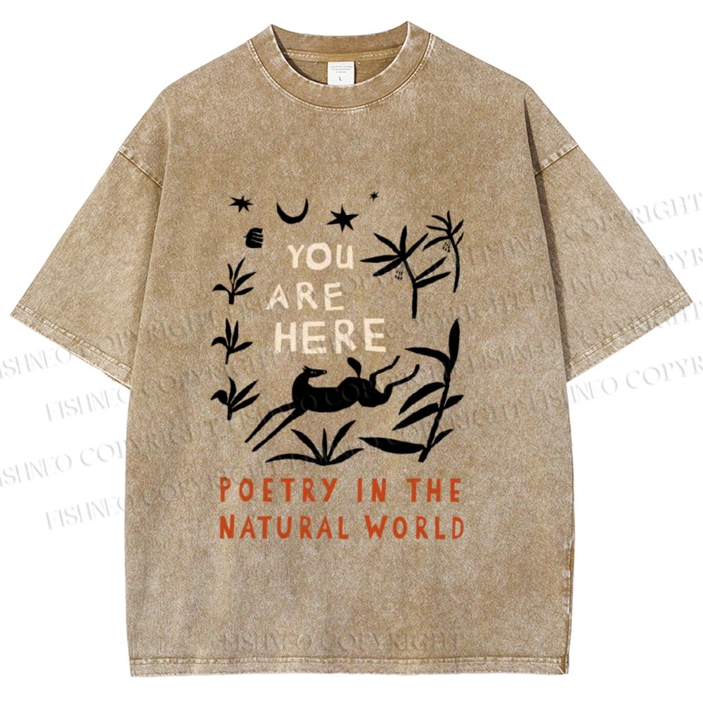 Unisex Wilderness You Are Here Printed Washed Tee