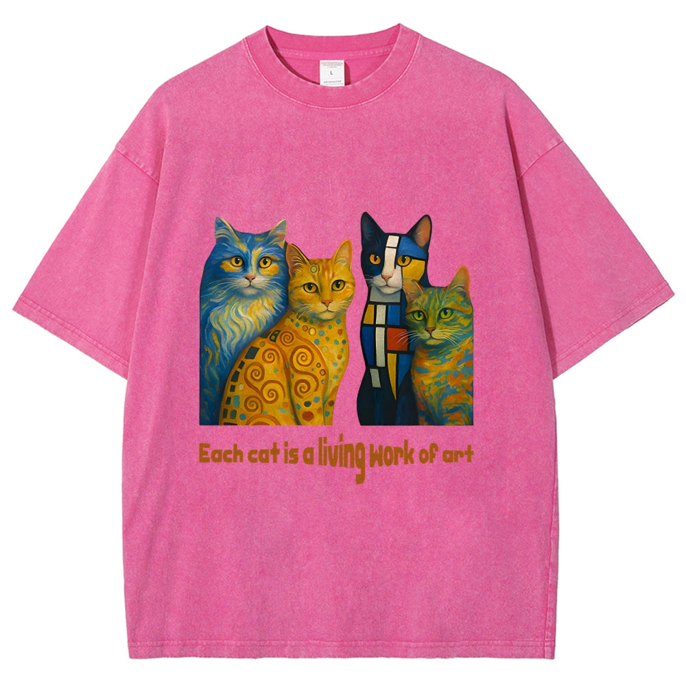 Living Work of Art – Artistic Cats Vintage Washed T-Shirt