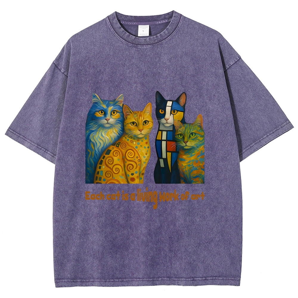Living Work of Art – Artistic Cats Vintage Washed T-Shirt